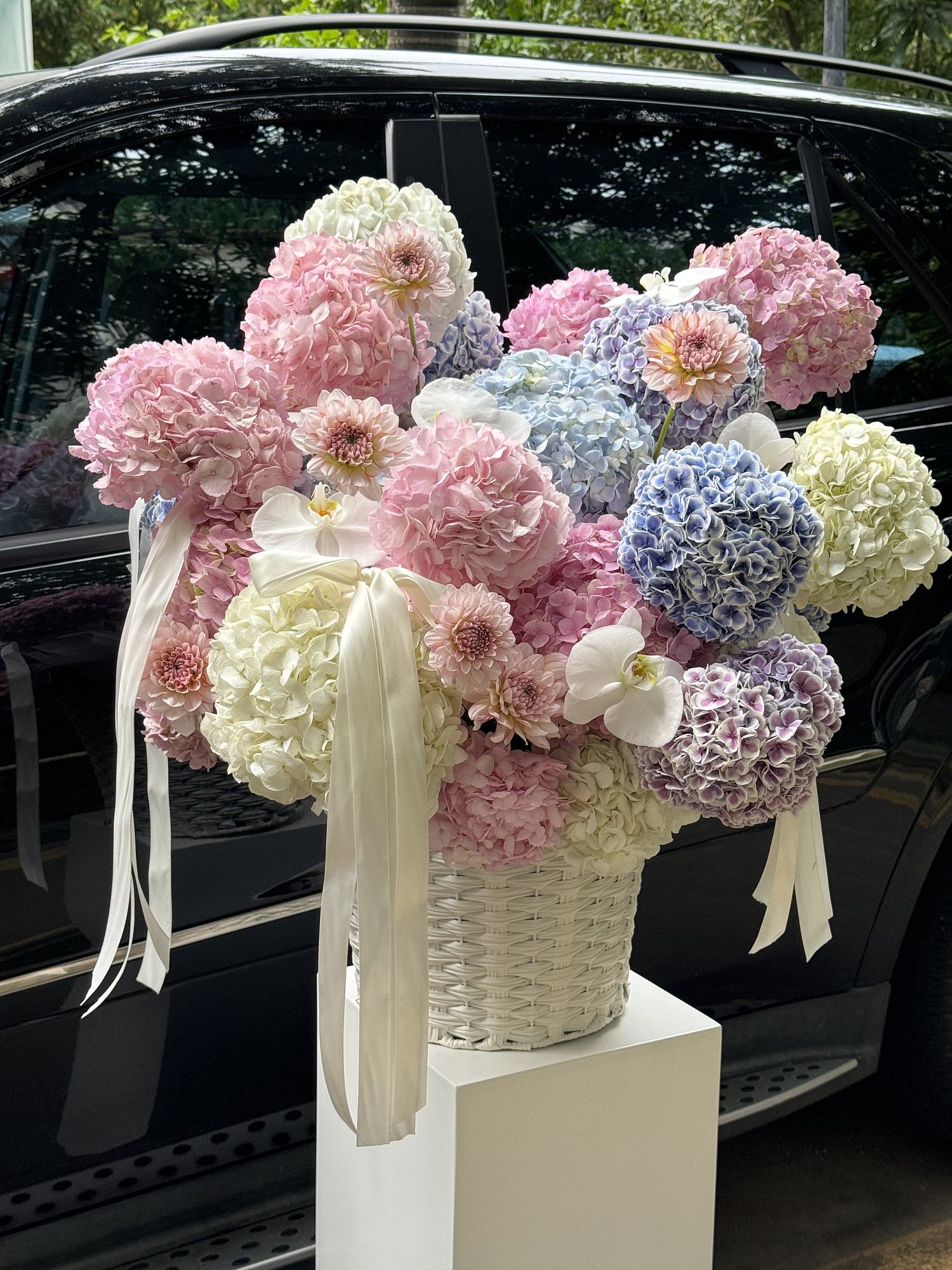 粉藍白色繡球藤籃花禮